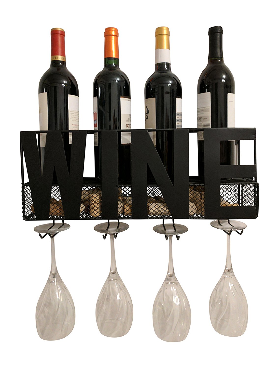 wine holder that holds bottles, glasses, and corks. Makes the perfect housewarming gift