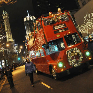 holiday lights tour on Chicago Trolley & Double Decker Tour. Makes a great holiday gift for Chicago Families