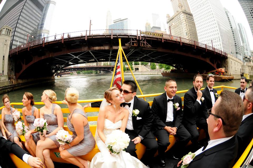 wedding arrival by chicago water taxi