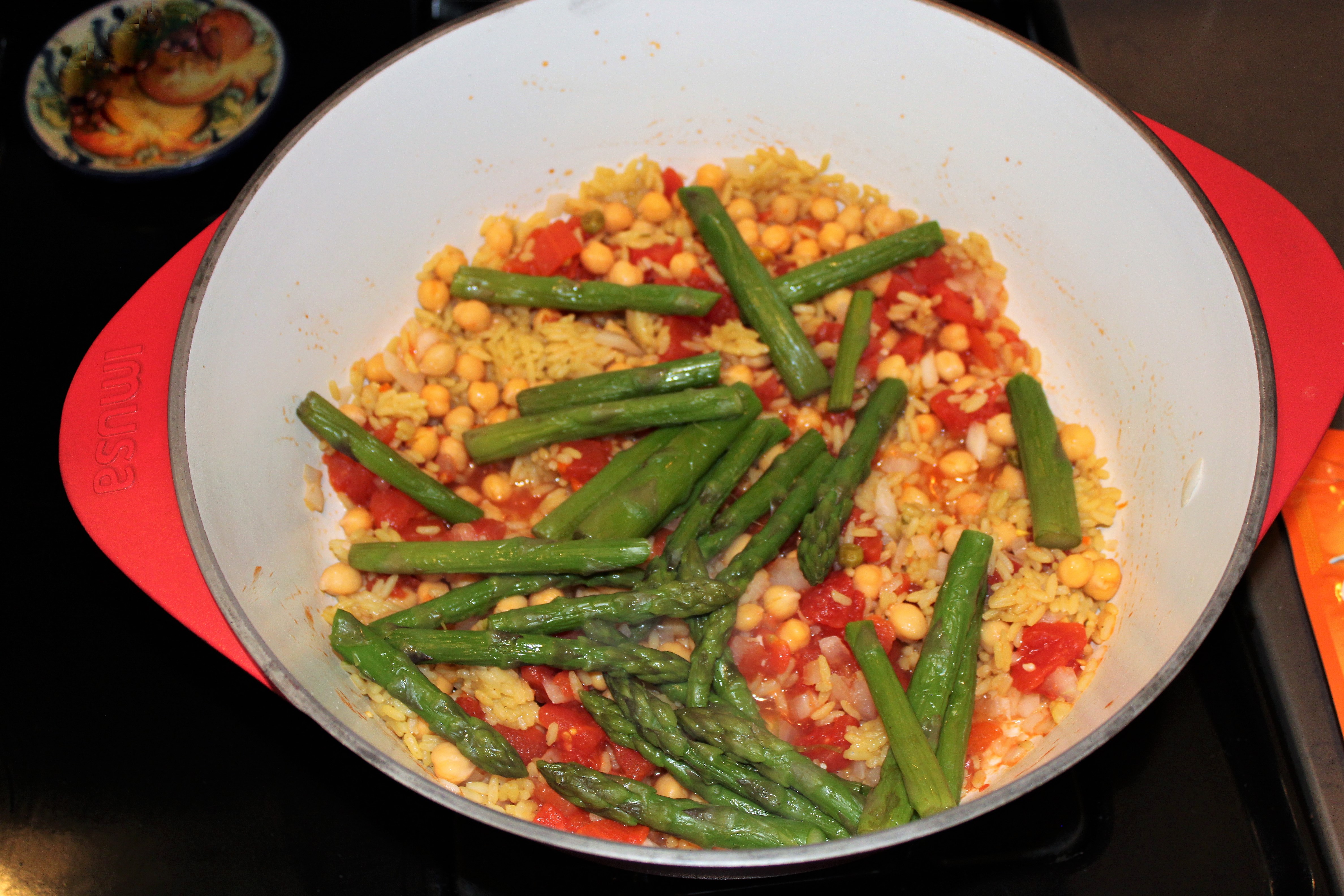 easy recipes using uncle bens with chickpeas, asparagus, and rice. Kid friendly meal, easy, week day, under 20 minutes