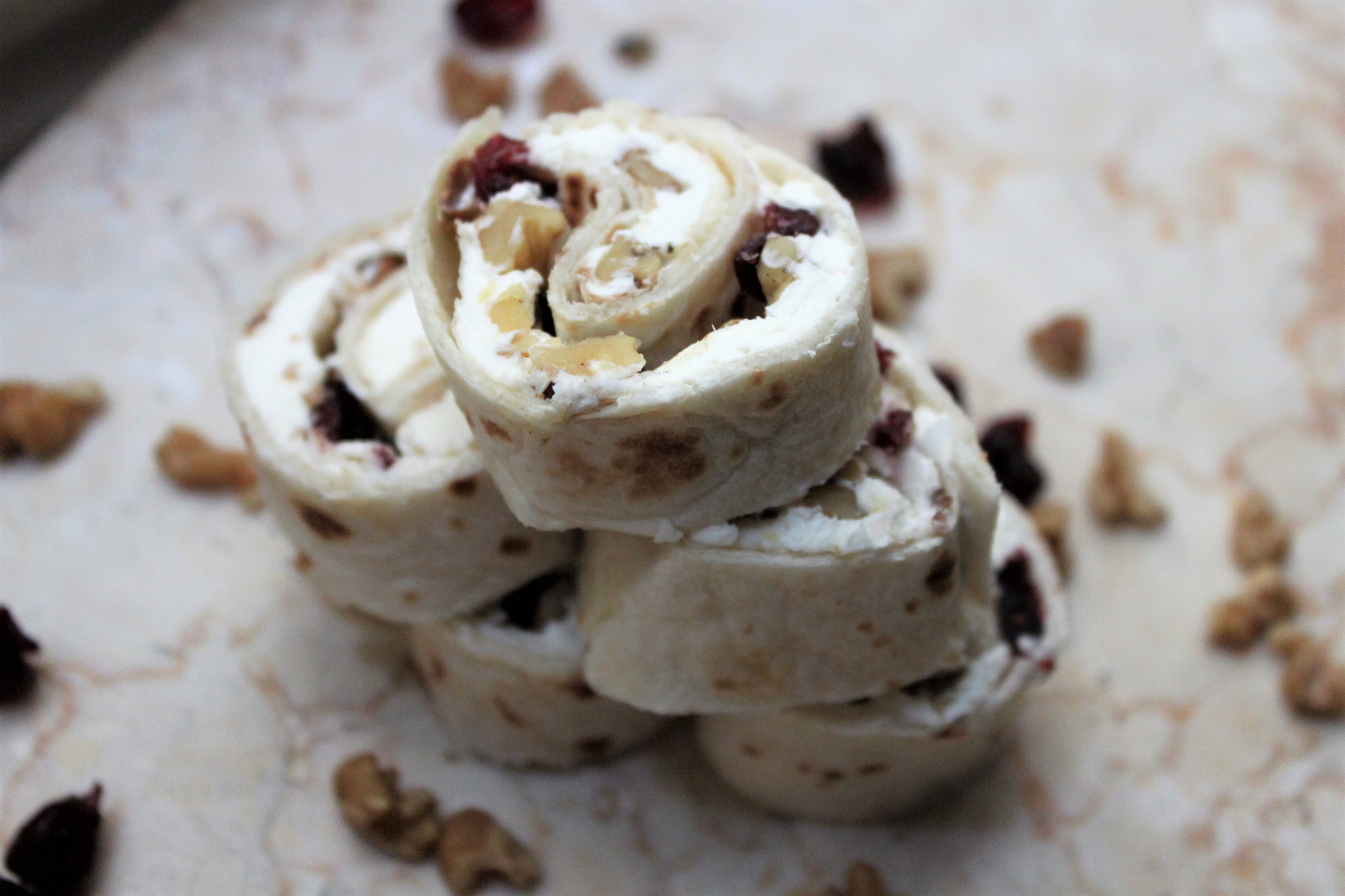 Cream cheese and cranberry pinwheels. an easy appetizer or perfect for thanksgiving