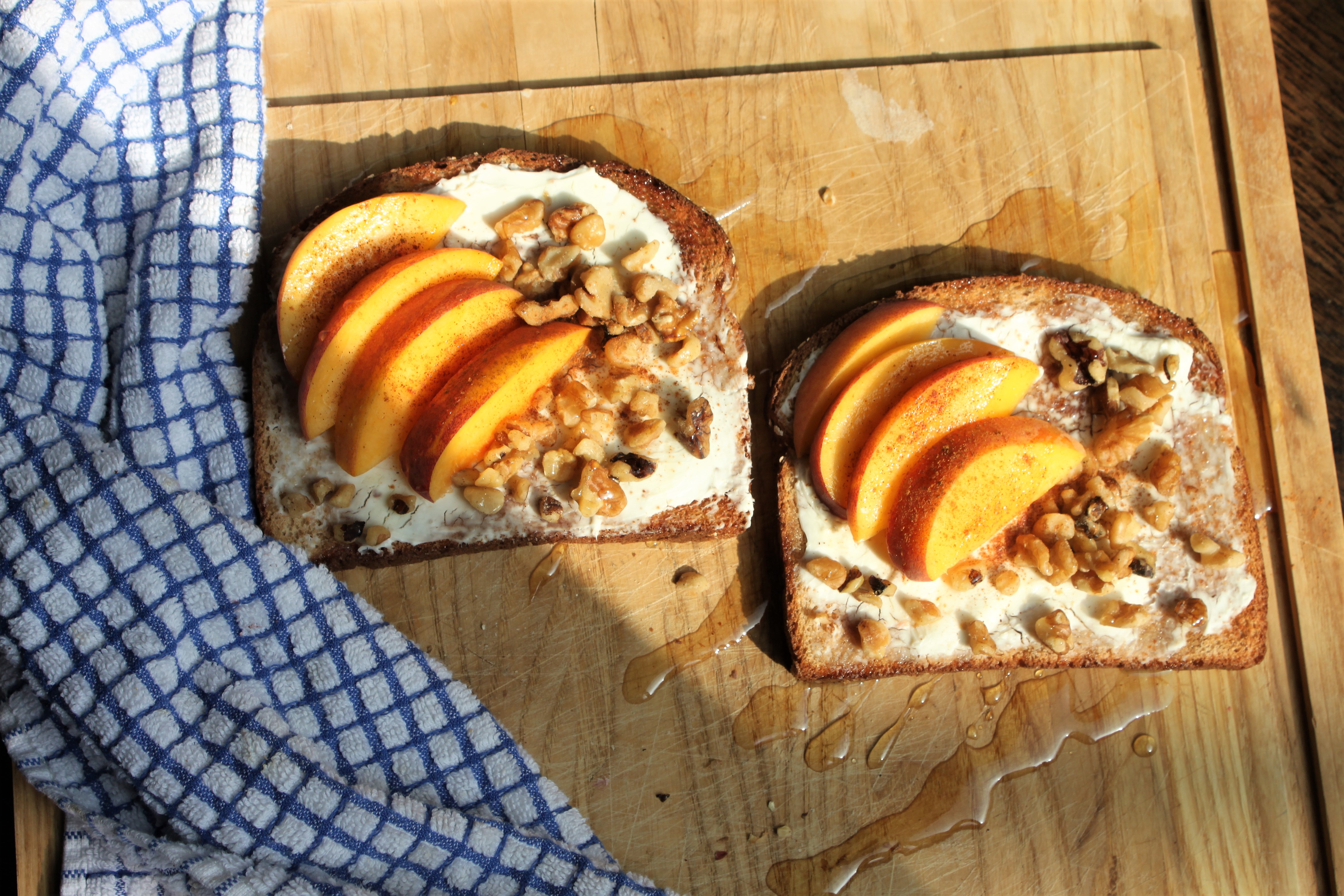 Philadelphia Cream Cheese peaches and cream cheese toast is a great alternative to avo toast
