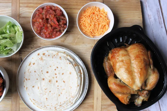 Jewel-Osco rotisserie chicken can make for a great taco bar for any party. 