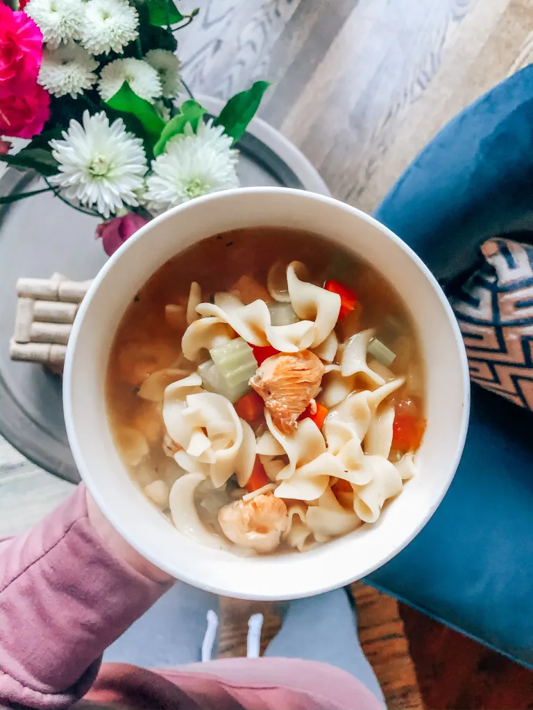 Easy chicken noodle soup perfect for a cold day or meal prep. 