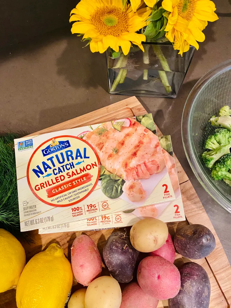 Gorton's All Natural Seafood Salmon makes an easy sheet pan meal and ready in 17 minutes. 