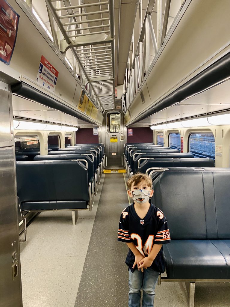 We took the Metra Train to the suburbs and had the entire car to ourselves since ridership is down right now. Masks are required and seating is every other row. 