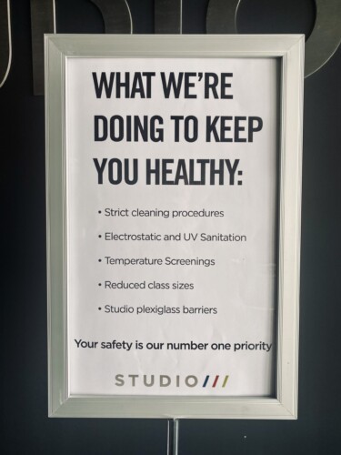 Studio Three is taking extra precautions for their workout class. Reduce class size, plexi glass and more. 