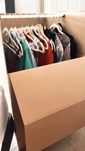 We use garment boxes to help move our clothes and store them. It makes it so easy to unpack! 
