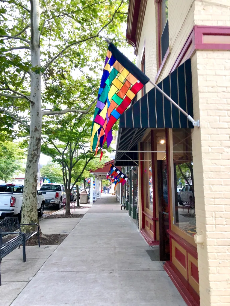 Downtown Saugatuck, Michigan is a cute town with lots of shopping, restaurants and things to do. 